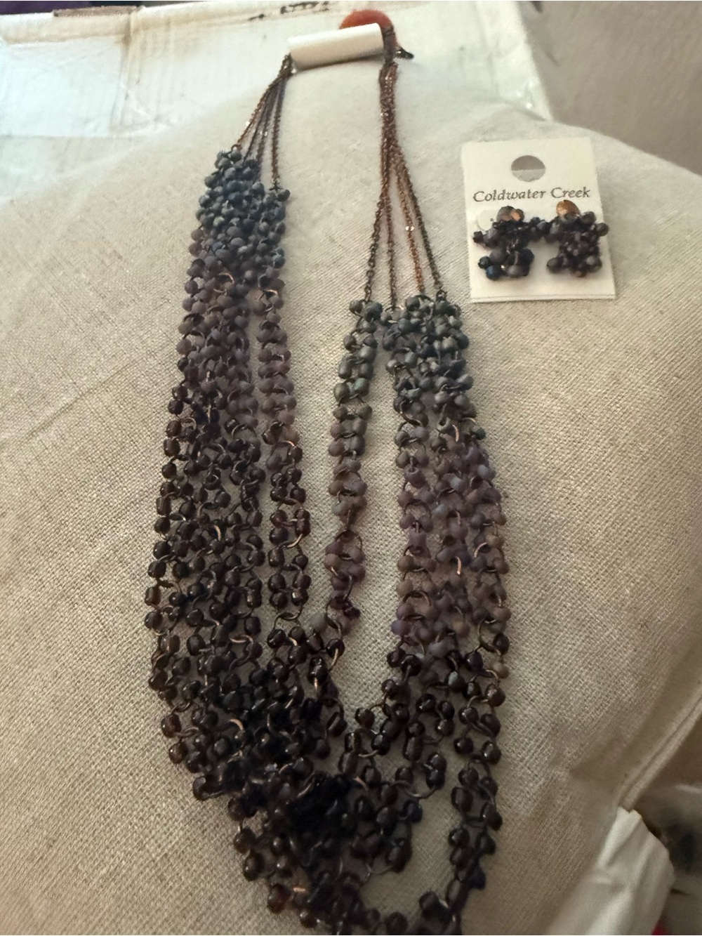 Coldwater Creek Multi-Strand Beaded Necklace with Matching Earrings